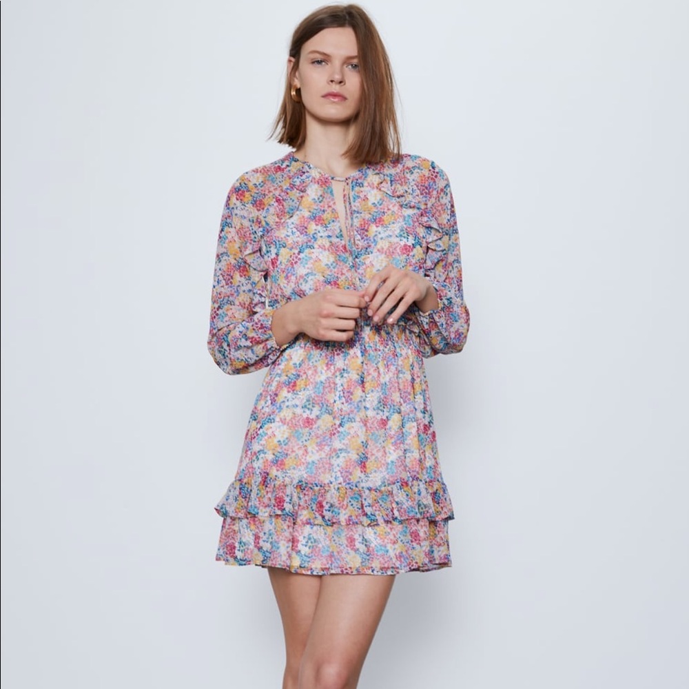 Ruffled Printed Dress